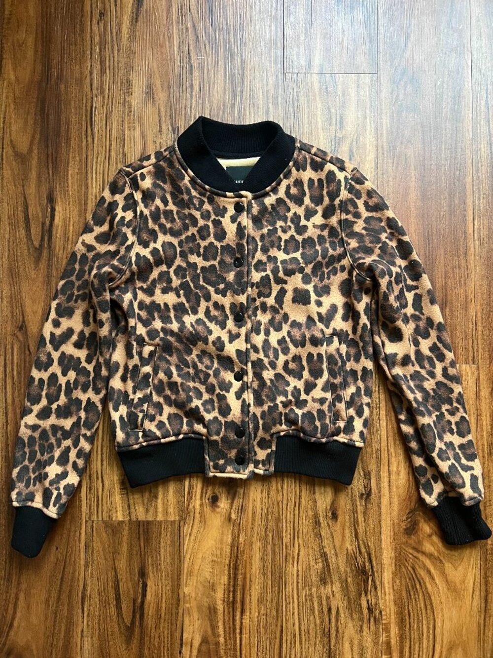 Forever 21 Leopard Print Bomber Jacket Women’s Small Brown Black
